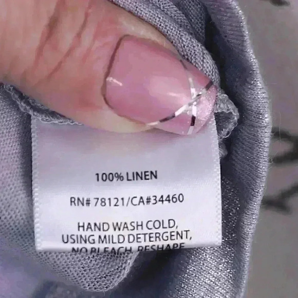 Eileen Fisher Size S 100% Linen silver metallic short sleeve jersey knit top - Picture 12 of 13